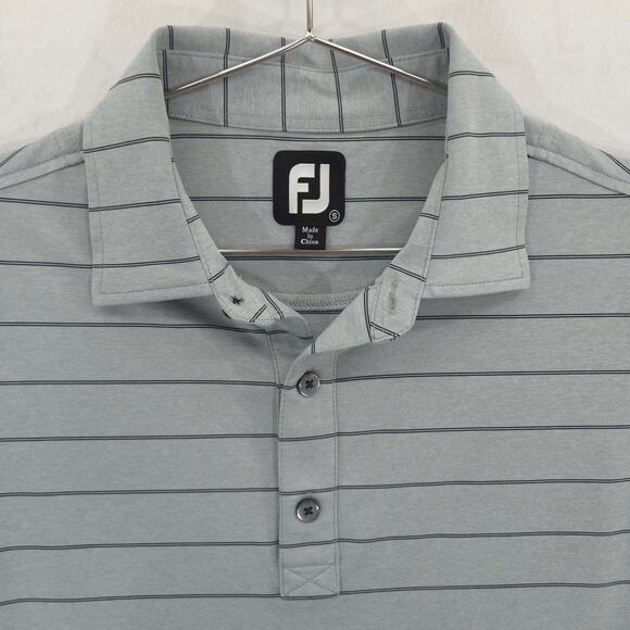 FootJoy Polo Mens S Gray Striped HPCA Cougar Performance Short Sleeve Golf Shirt - Picture 3 of 12